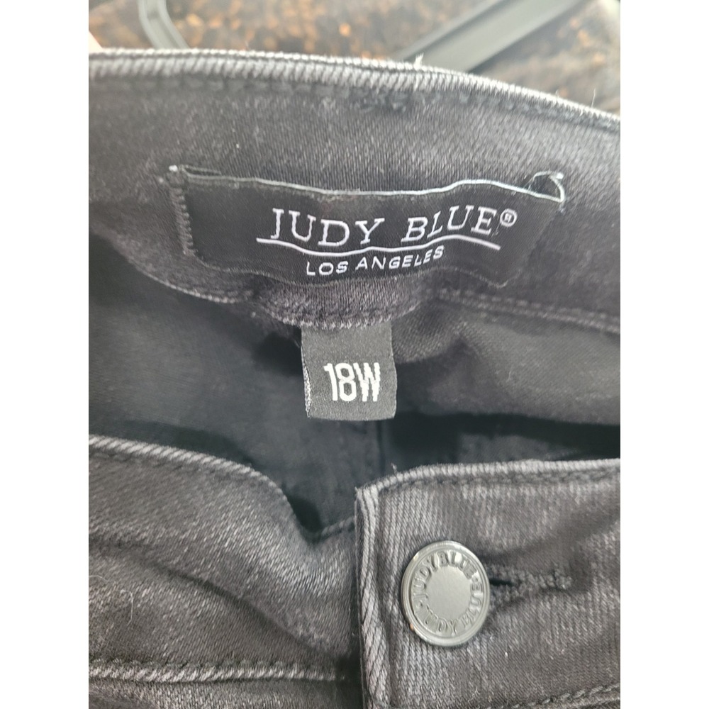 Judy Blue 18W Black High Rise Button Fly Raw Hem Cropped Wide Leg Jeans #2 - Picture 6 of 7